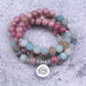 Image of Mala Natural Amazonite and Rhodonite Lotus Mala bead amethyst Third Eye Transcend amazonite mala meditation stone crysal reiki crystal healing bracelet necklace yoga bracelet yoga beads