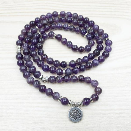 Natural Amethyst Lotus Mala