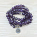 Image of Mala Natural Amethyst Lotus Mala bead amethyst Third Eye Transcend amazonite mala meditation stone crysal reiki crystal healing bracelet necklace yoga bracelet yoga beads