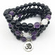 Image of Mala Natural Black Onyx and Amethyst Om Mala bead amethyst Third Eye Transcend amazonite mala meditation stone crysal reiki crystal healing bracelet necklace yoga bracelet yoga beads