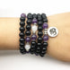Image of Mala Natural Black Onyx and Amethyst Om Mala bead amethyst Third Eye Transcend amazonite mala meditation stone crysal reiki crystal healing bracelet necklace yoga bracelet yoga beads