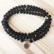 Image of Mala Natural Matte Black Onyx Lotus Mala bead amethyst Third Eye Transcend amazonite mala meditation stone crysal reiki crystal healing bracelet necklace yoga bracelet yoga beads