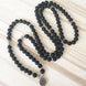 Image of Mala Natural Matte Black Onyx Lotus Mala bead amethyst Third Eye Transcend amazonite mala meditation stone crysal reiki crystal healing bracelet necklace yoga bracelet yoga beads