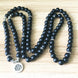 Image of Mala Natural Matte Black Onyx Lotus Mala bead amethyst Third Eye Transcend amazonite mala meditation stone crysal reiki crystal healing bracelet necklace yoga bracelet yoga beads