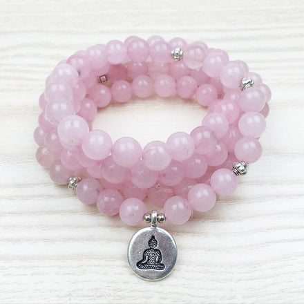 Mala Natural Rose Quartz Buddha Mala bead amethyst Third Eye Transcend amazonite mala meditation stone crysal reiki crystal healing bracelet necklace yoga bracelet yoga beads