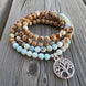 Image of Mala Natural Sandalwood and Amazonite Mala bead amethyst Third Eye Transcend amazonite mala meditation stone crysal reiki crystal healing bracelet necklace yoga bracelet yoga beads