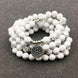 Image of Mala Natural White Howlite Lotus Mala bead amethyst Third Eye Transcend amazonite mala meditation stone crysal reiki crystal healing bracelet necklace yoga bracelet yoga beads