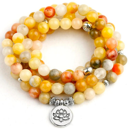 Natural Yellow Aventurine Lotus Mala