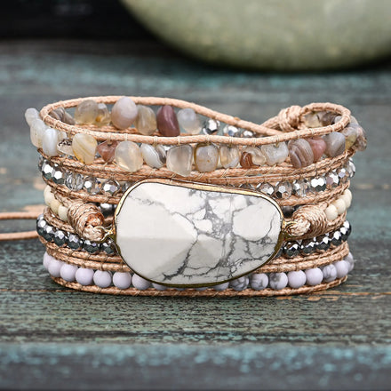 Peaceful White Howlite Wrap Bracelet