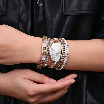 Peaceful White Howlite Wrap Bracelet