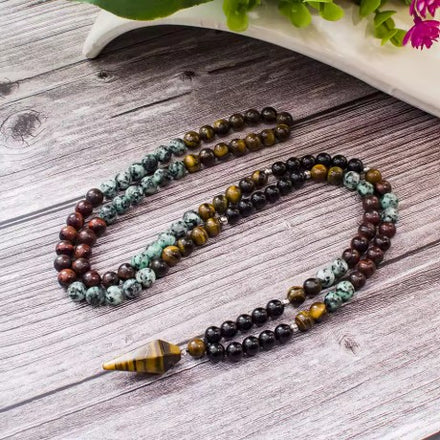Black Onyx African Turquoise Beads Mala