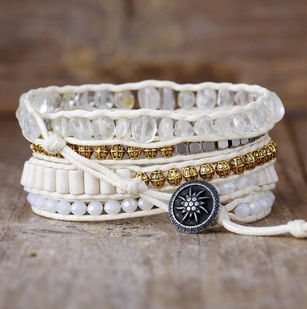 Natural White Quartz Wrap Bracelet