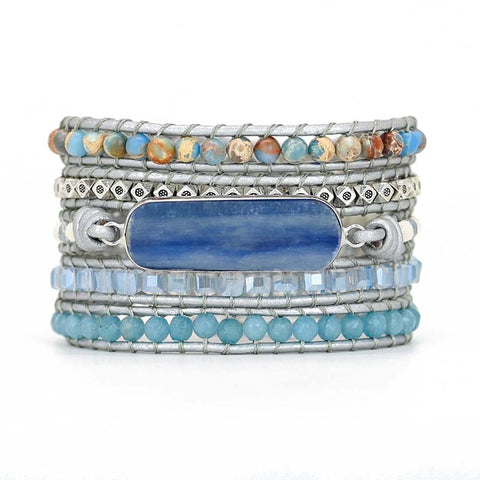 Tranquil Blue Chalcedony Wrap Bracelet