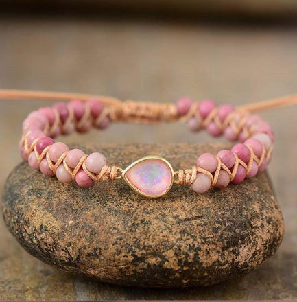 Buy Pink Opal Bracelet Crystal Healing Natural Stone Heart Chakra Gift for  Her Gemstone Stretchy Stacking Handmade Jewellery Online in India - Etsy