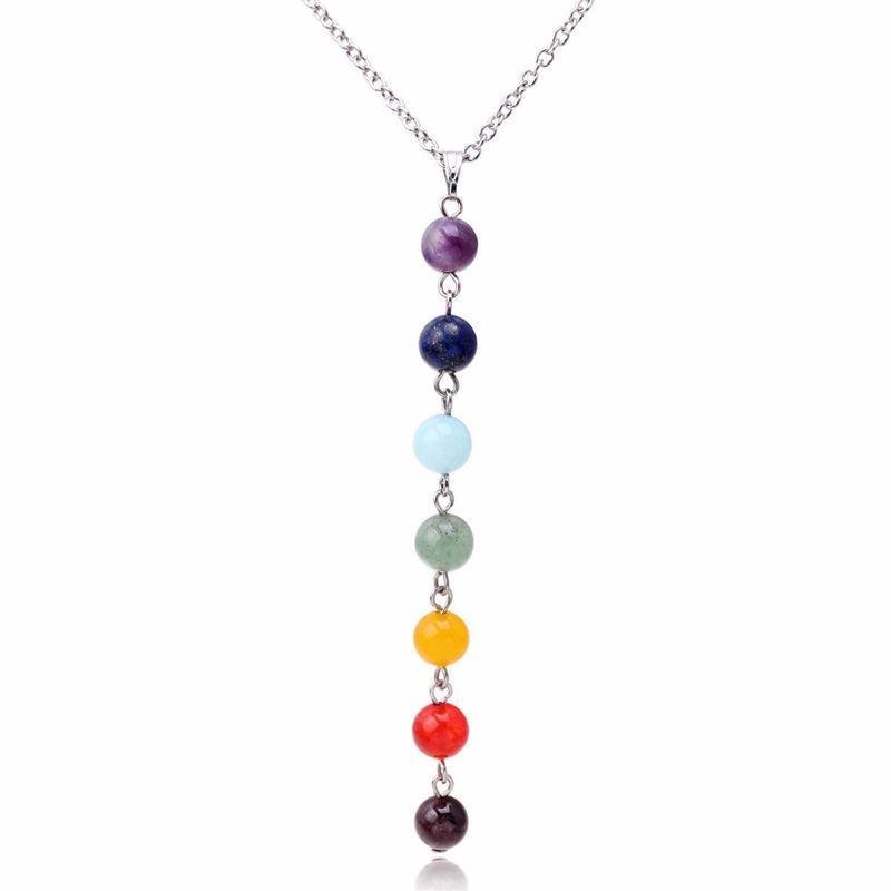 Buddhist 7 Chakra Bead Pendant Chain Necklace - Third Eye Transcend