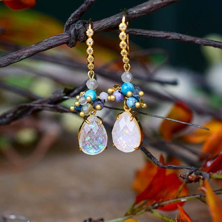 Natural Opal Teardrop Earrings