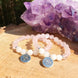 Image of Jewelry Om Charm Natural Rose Quartz and White Quartz Bracelets Third Eye Transcend
