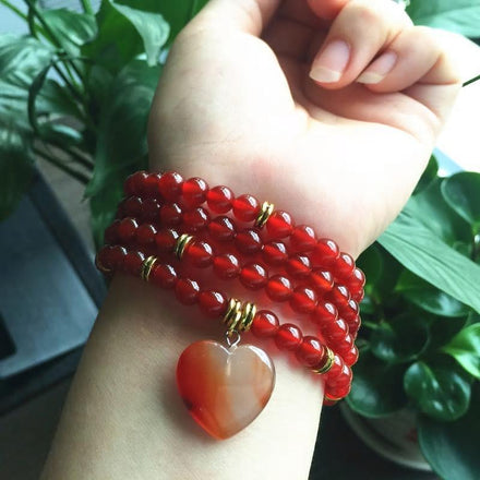 Mala AURA Carnelian Heart Pendant Mala bead amethyst Third Eye Transcend amazonite mala meditation stone crysal reiki crystal healing bracelet necklace yoga bracelet yoga beads