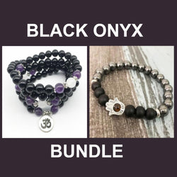 Mala Black Onyx Strength Bundle bead amethyst Third Eye Transcend amazonite mala meditation stone crysal reiki crystal healing bracelet necklace yoga bracelet yoga beads