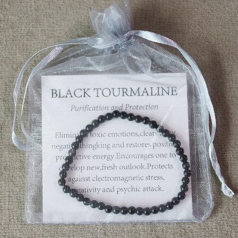Mala Bracelet Natural Black Tourmaline Mini Bracelet Third Eye Transcend