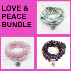 Mala Love and Peace Bundle bead amethyst Third Eye Transcend amazonite mala meditation stone crysal reiki crystal healing bracelet necklace yoga bracelet yoga beads